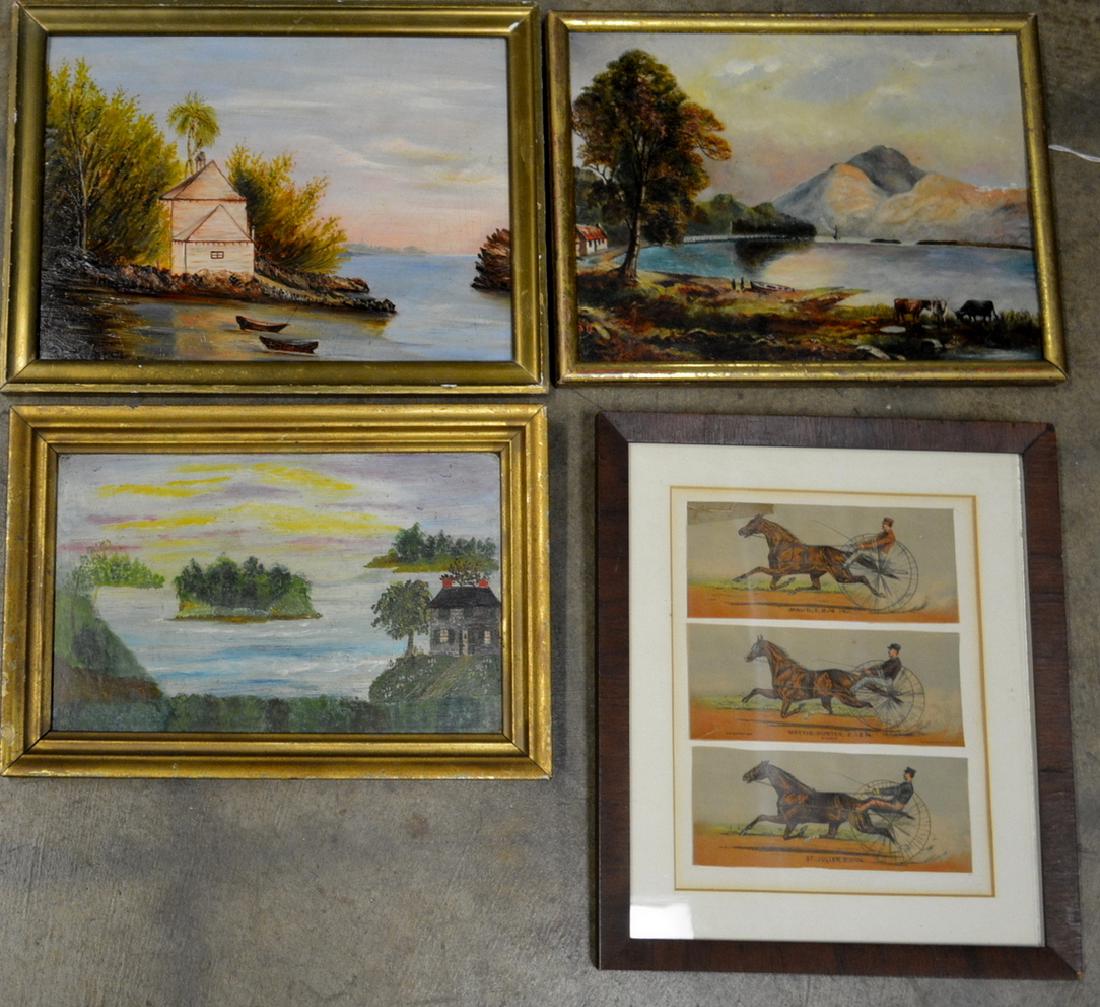Four framed items including 3 riverscapes, and 1 with 3 (1 of 3)