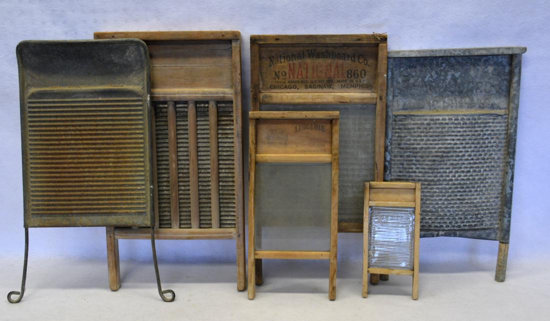 Grouping of 6 old washboards including one in sheet (1 of 1)
