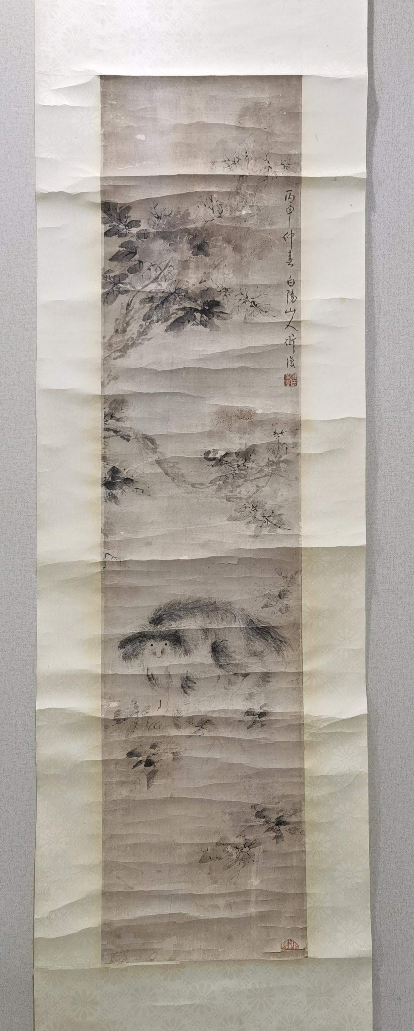 Bai Yang Shanren, animal painting: Chen Chun (1483-1544), a master painter in the Ming Dynasty.Long 124cm,Wide 28cm