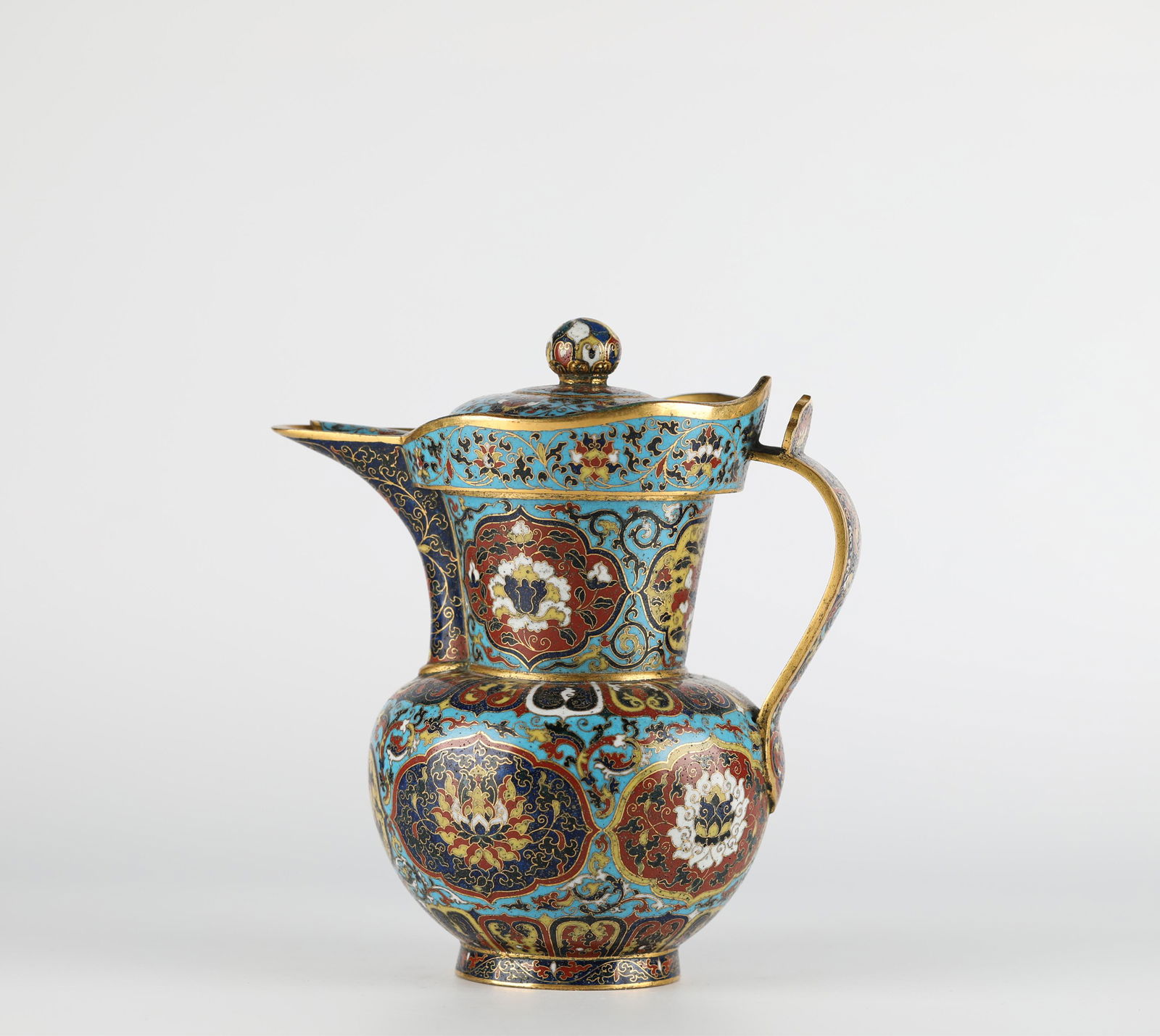 Chinese bronze cloisonne monk cap pot, Ming Dynasty (1 of 7)