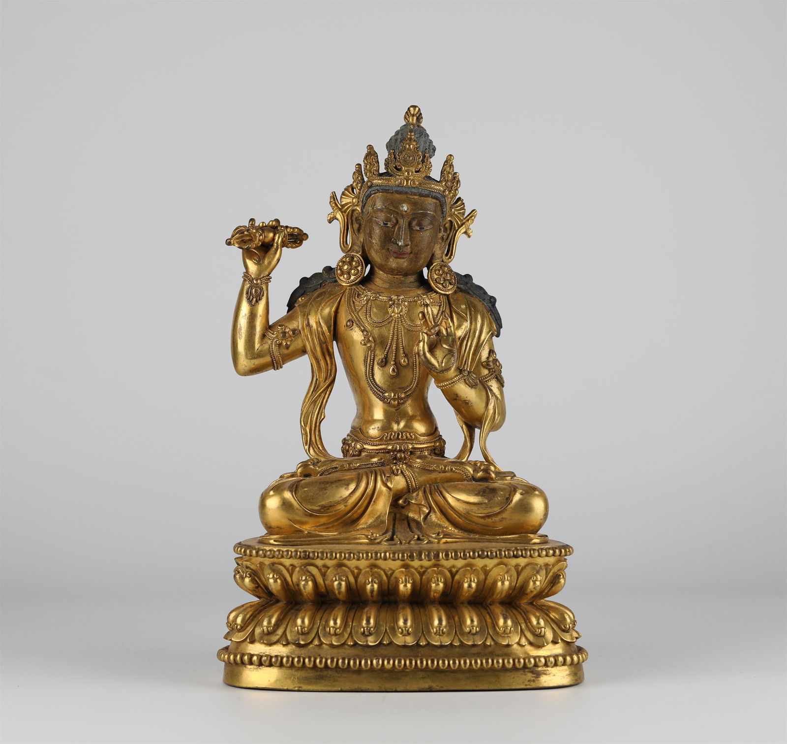 Chinese copper gilded incense burner, Ming Dynasty: High 26cm,Wide 17.5cm,Condition reports and additional photographs are provided by request as a courtesy to our clients, as such any condition report and description is only an opinion and should not