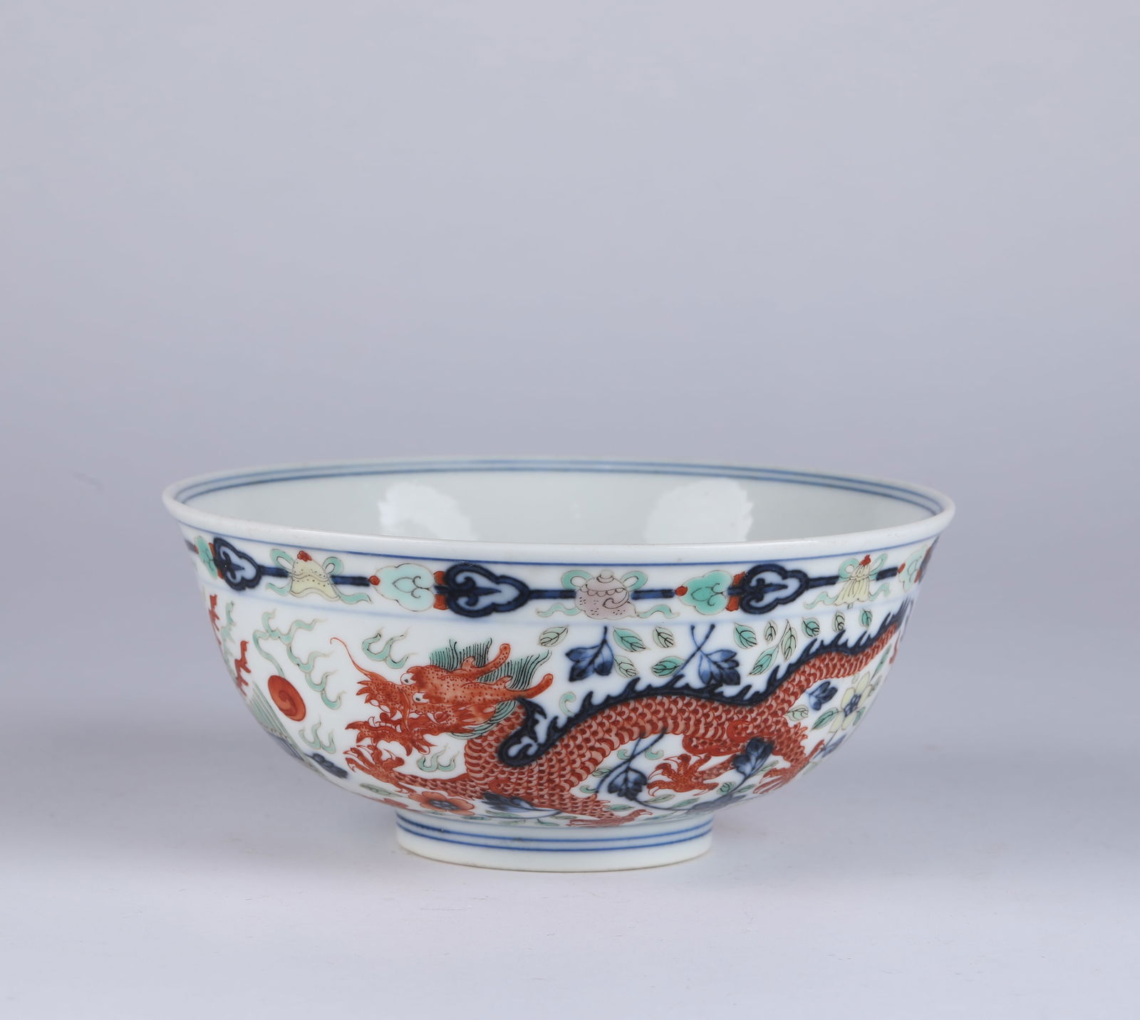 Chinese blue and white glaze dragon pattern porcelain bowl, 19th century (1 of 6)