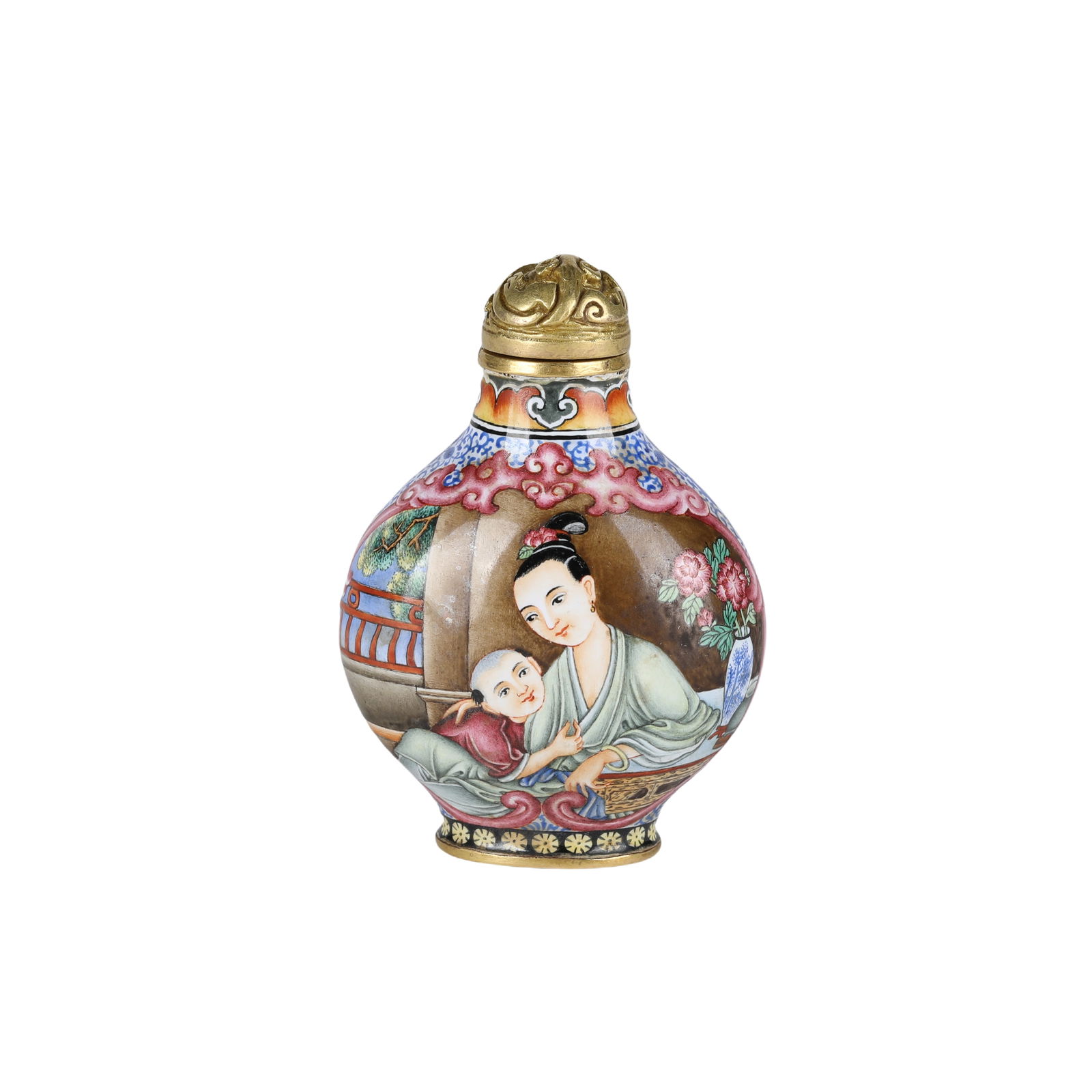 Chinese bronze enamel colored snuff bottle, Qianlong (1 of 7)