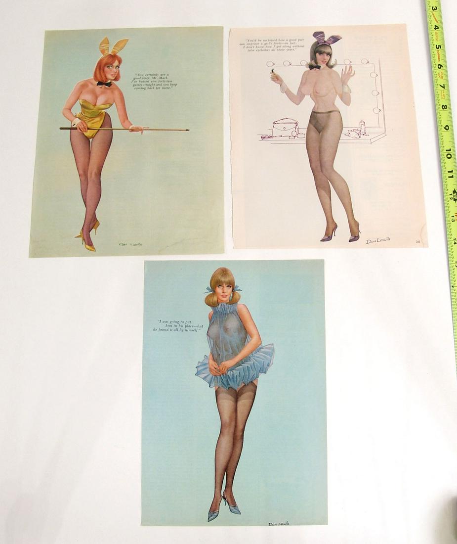 Three Vintage 1960s Don Lewis Risque Playboy Pin-Ups: These are vintage Playboy pin-ups by Don Lewis - from 1960s Playboy magazines.