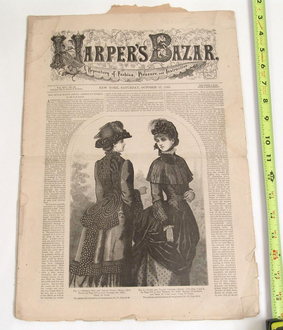 Large Antique 1883 Harper's Bazar - Full-Size: This is from a small collection that was a local estate find.