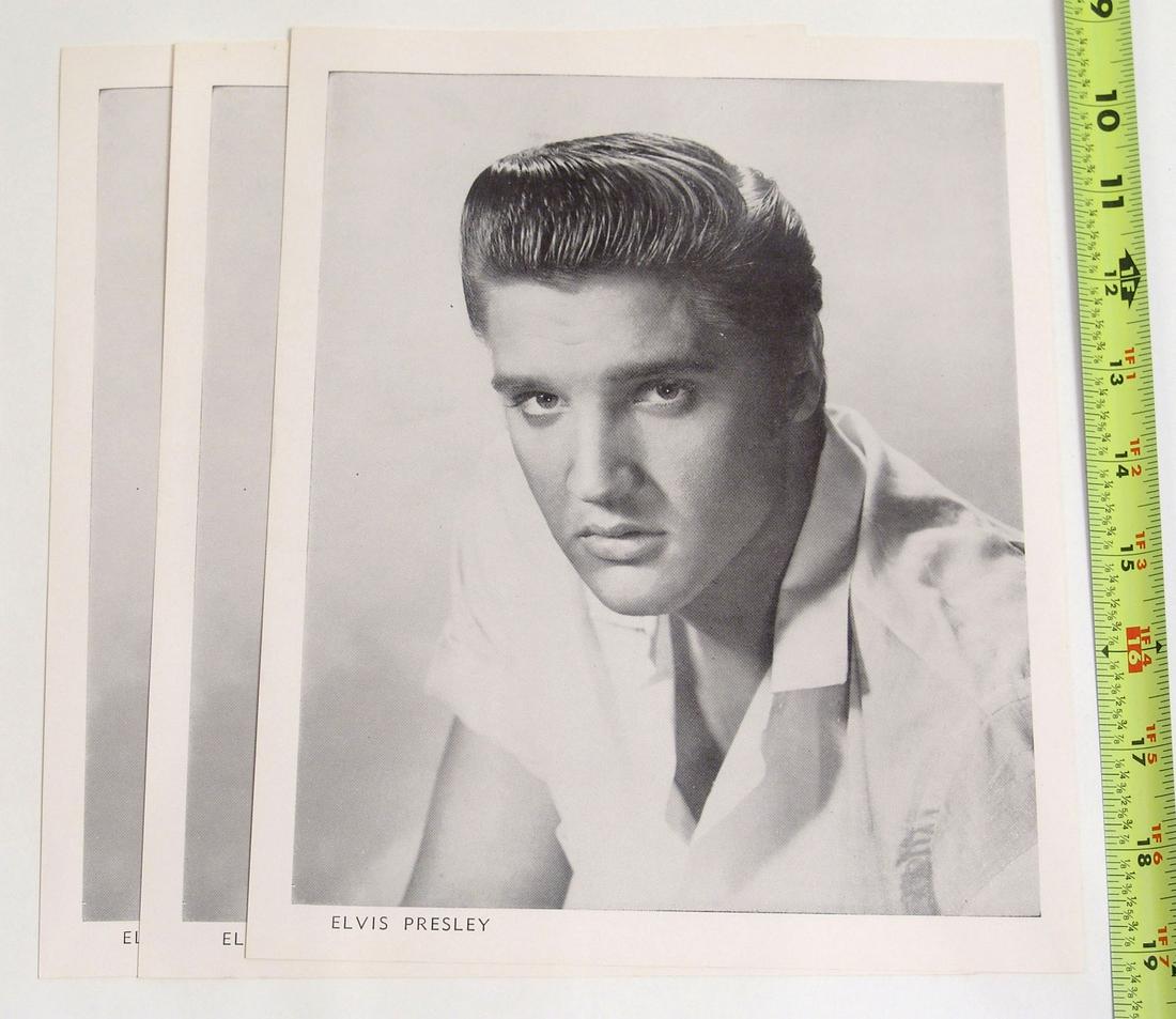 3 Vintage 1950s Elvis Presley Promo Photo Prints: This is a lot of three vintage 1950s Elvis Presley photo prints, probably used as promotional giveaways by his record company.