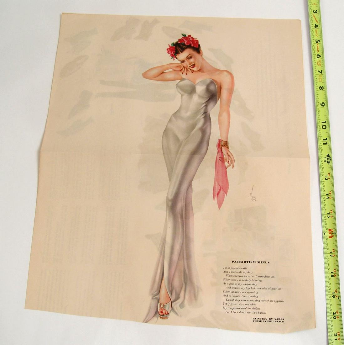 1940s Varga Esquire Pin-Up: This is a vintage Alberto Vargas pin-up from a 1940s "Esquire" magazine. Win any number of these and they'll be shipped together for one shipping charge.