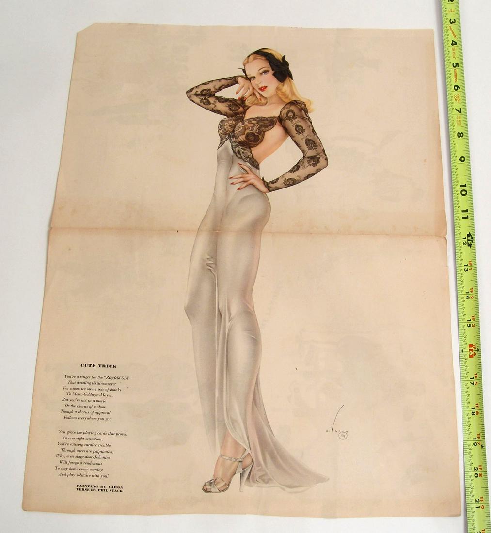 1940s Varga Esquire Pin-Up: This is a vintage WWII-era Alberto Vargas pin-up from a 1940s "Esquire" magazine. Win any number of these and they'll be shipped together for one shipping charge.