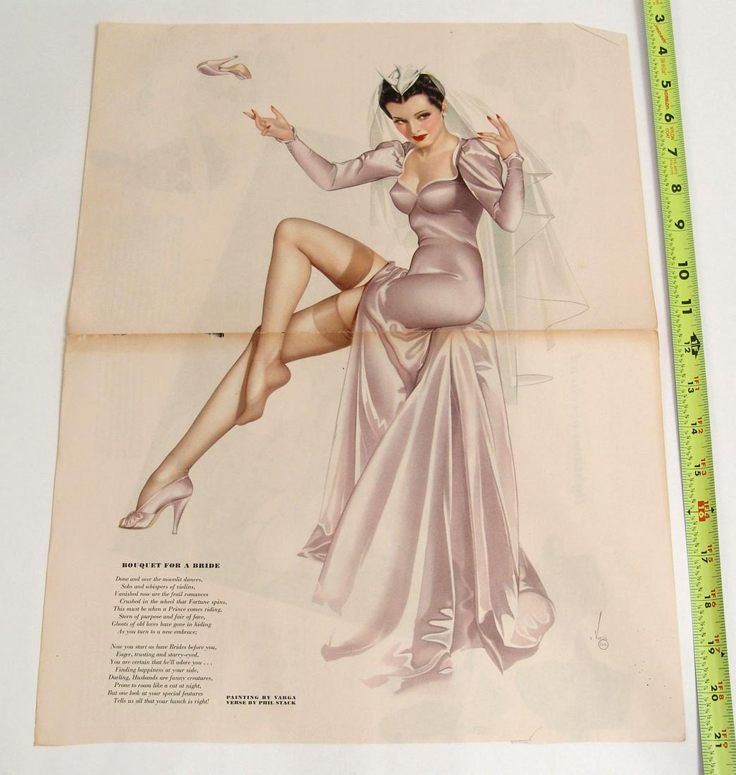 1940s Varga Esquire Pin-Up: This is a vintage Alberto Vargas pin-up from a 1940s "Esquire" magazine. Win any number of these and they'll be shipped together for one shipping charge.