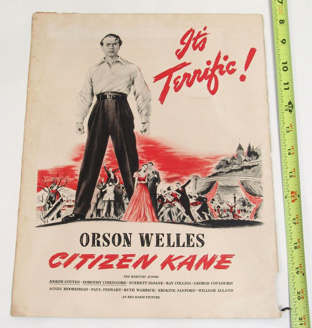 Vintage Movie Ad for Citizen Kane: This is a vintage movie advertisement, taken from a vintage magazine. It is from the movie's original theatrical release. Win any number of these and they'll be shipped together for one shipping charg