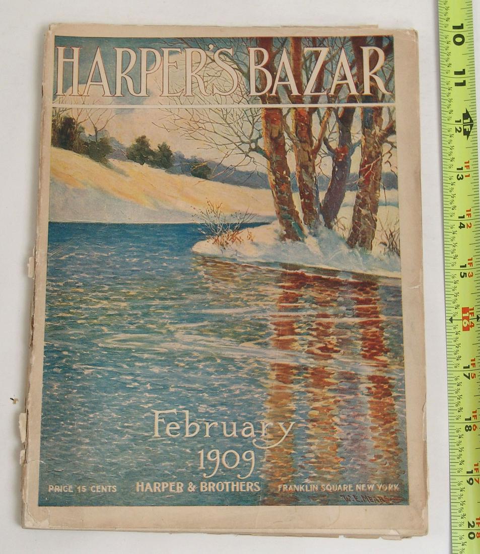 Antique 1909 Harper's Bazar Magazine: This is an antique magazine from a small collection that was a local estate find.