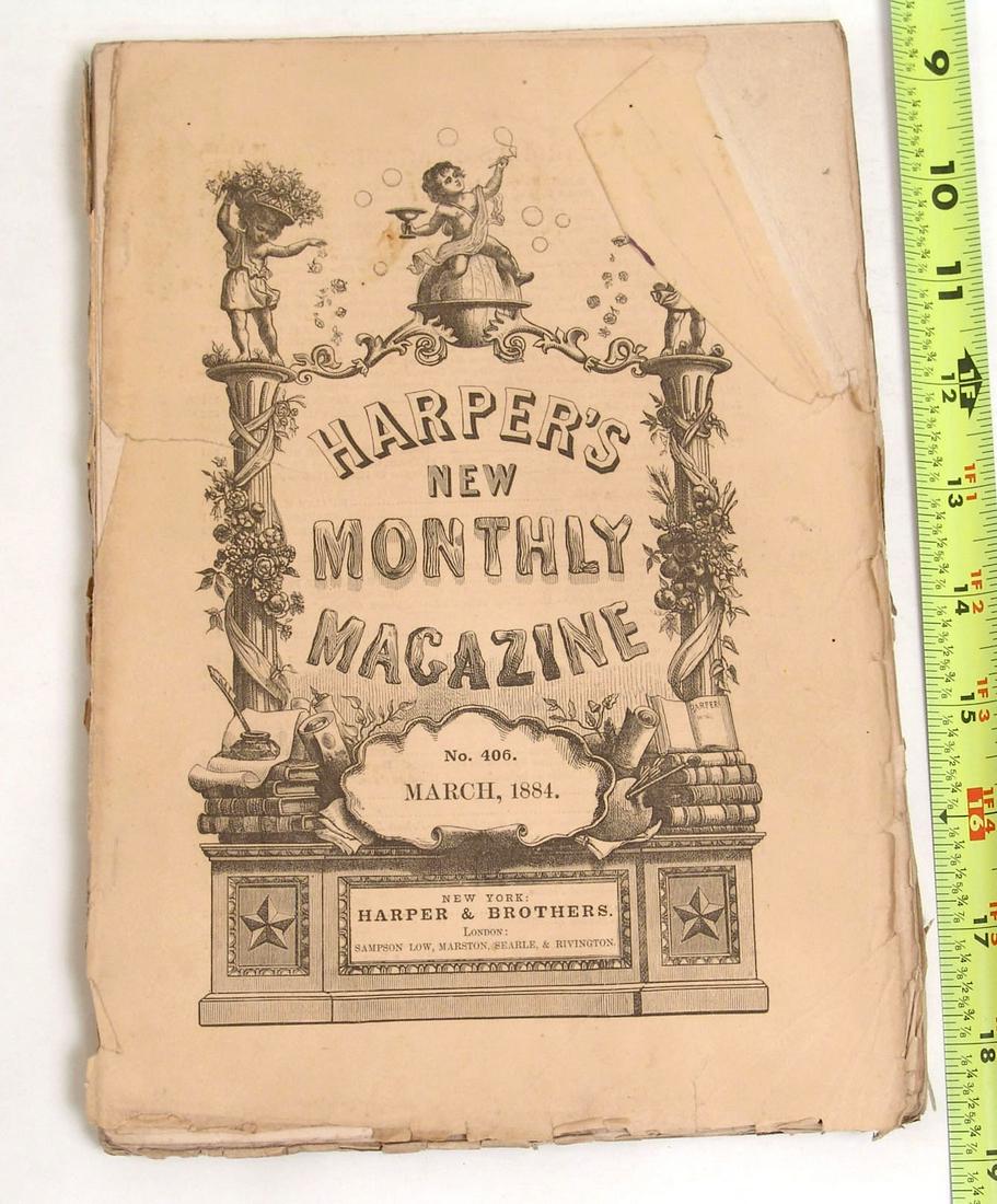 Antique 1884 Harper's Monthly Magazine: This is an antique magazine from a small collection that was a local estate find.