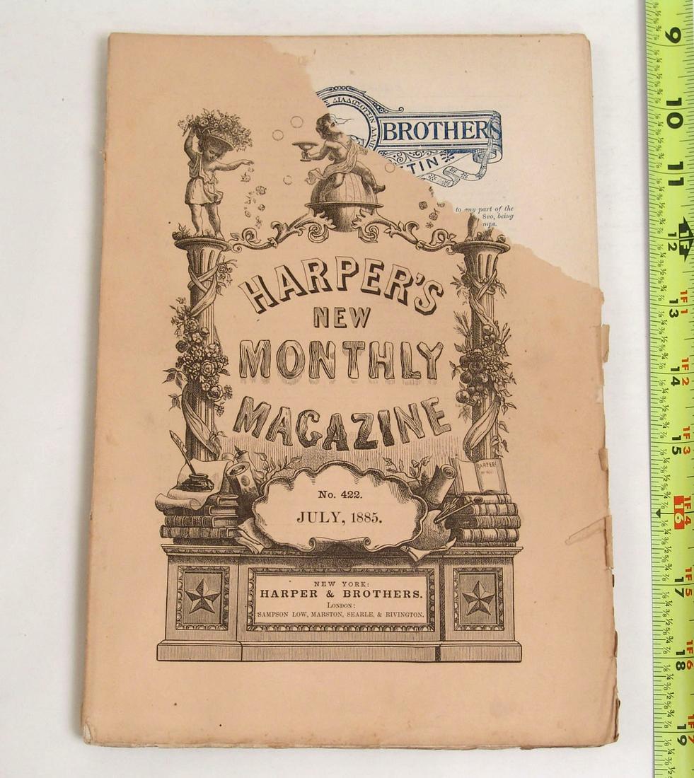 Antique 1885 Harper's Monthly Magazine: This is an antique magazine from a small collection that was a local estate find.