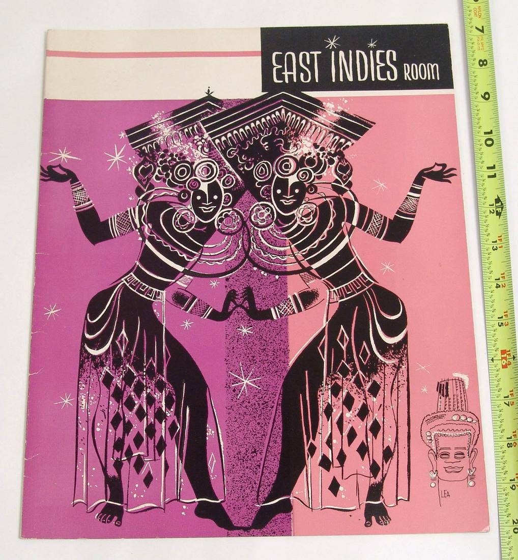 1959 Menu from East Indies Room (Lobster Tail - $3.25): This was an estate find; please e-mail us with any questions.