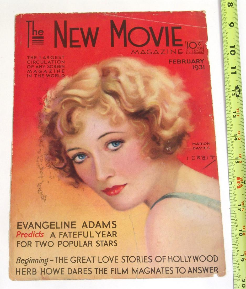 Antique 1931 New Movie Mag Cover - Marion Davies: This is an antique magazine cover from The New Movie Magazine. Artwork by famed pin-up artist Jules Erbit.