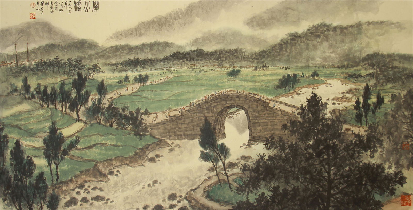 CHINESE LANDSCAPE PAINTING OF FU BAOSHI: Image only size 139 cm by 68 cm.