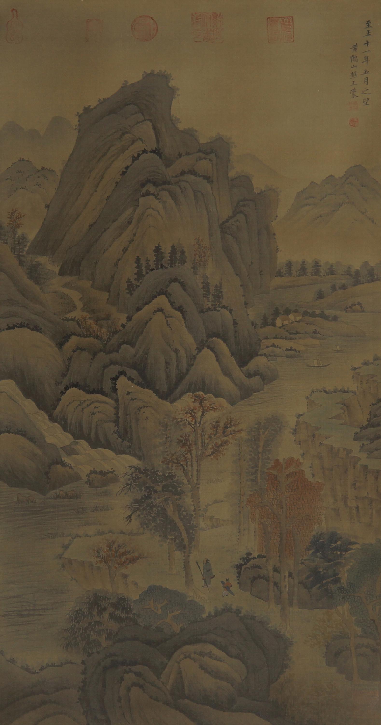 CHINESE LANDSCAPE PAINTING OF WANG MENG: Image only size 85 cm by 43.5 cm.