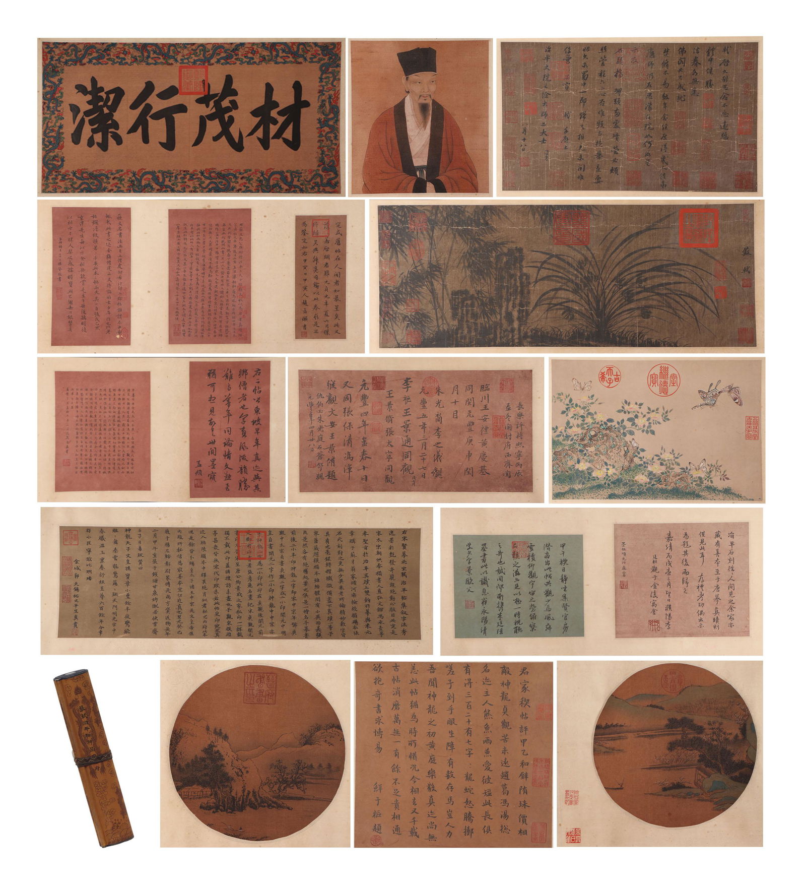 A COLLECTION OF CHINESE SCROLL PAINTINGS: Image only size 76 cm by 29 cm.