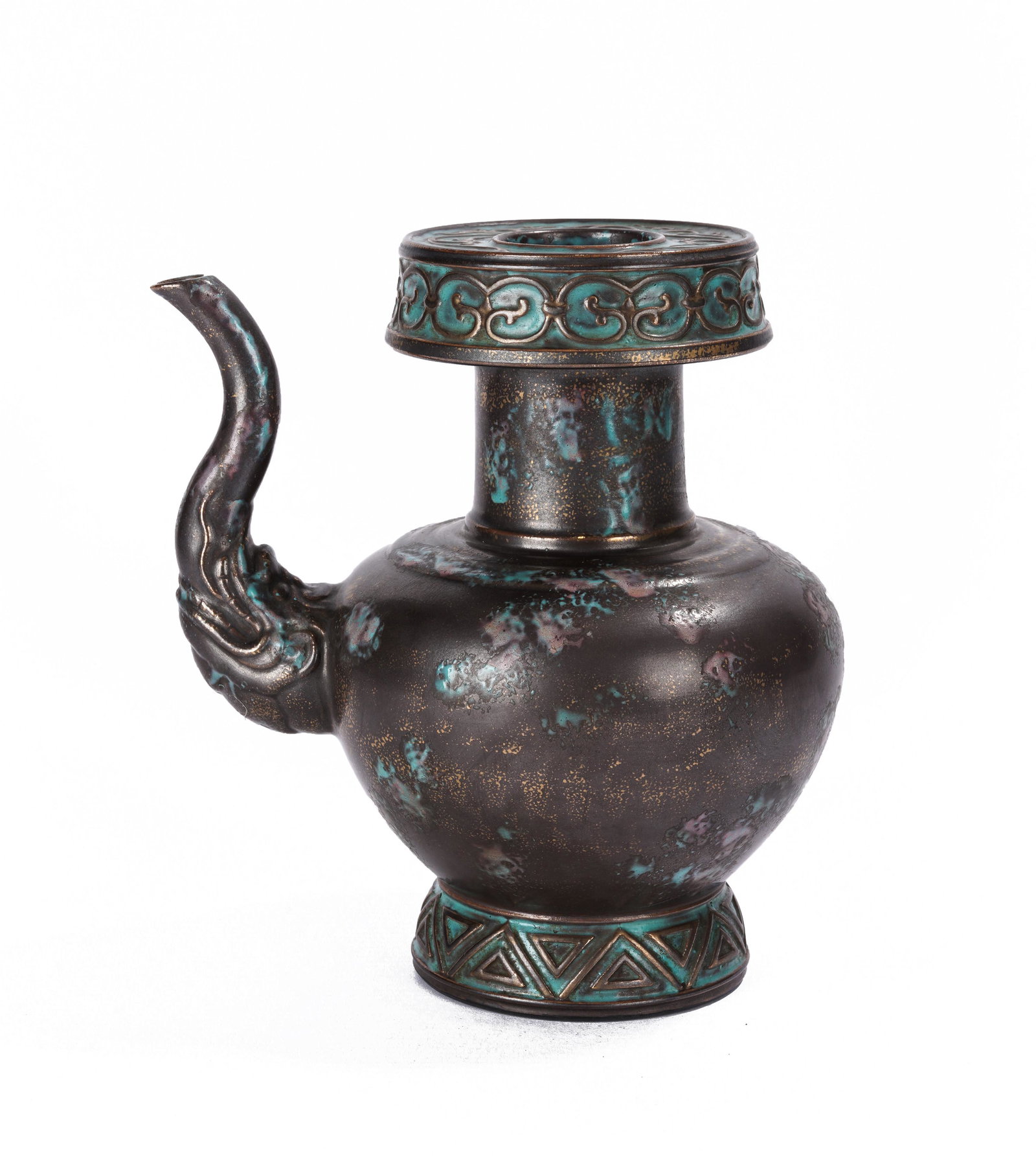 A CHINESE STONE PATTERN GLAZE PORCELAIN BEN PAKISTAN POT: 17x19 cm.