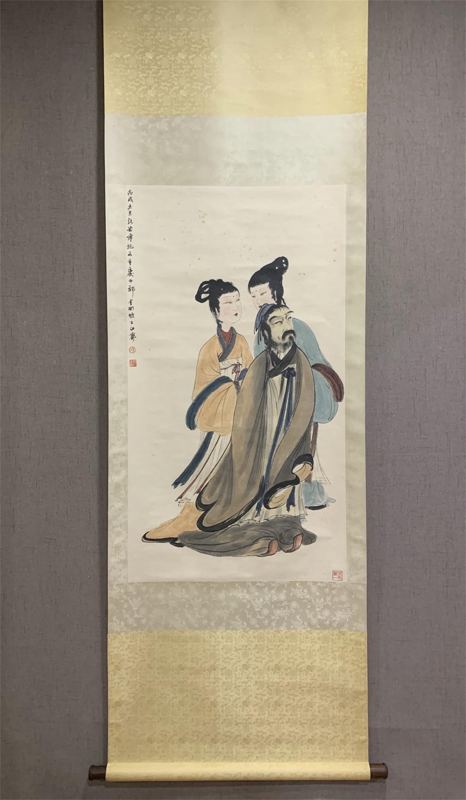 A Chinese Scroll Painting, Fu Baoshi Mark: Ht. 102cm, Wd. 57cm