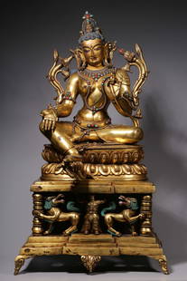 A Chinese Gilt Bronze Figure of Buddha: A Chinese Gilt Bronze Figure of Buddha. Ht. 64.5cm, Lg. 36.5cm, Wd. 24cm, Wt. 20250g