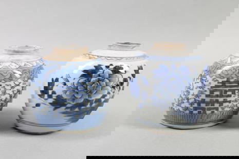 Two Chinese Blue and White Porcelain Jars: Two Chinese Blue and White Porcelain Jars. Max Ht. 11cm