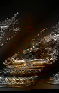 A Chinese Gilt Bronze Figure of Buddha: A Chinese Gilt Bronze Figure of Buddha. Ht. 50cm, Lg. 31cm