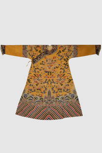 A Chinese Embroidery Robe: A Chinese Embroidery Robe. Lg. 197cm, Wd. 68cm, Ht. 135cm
