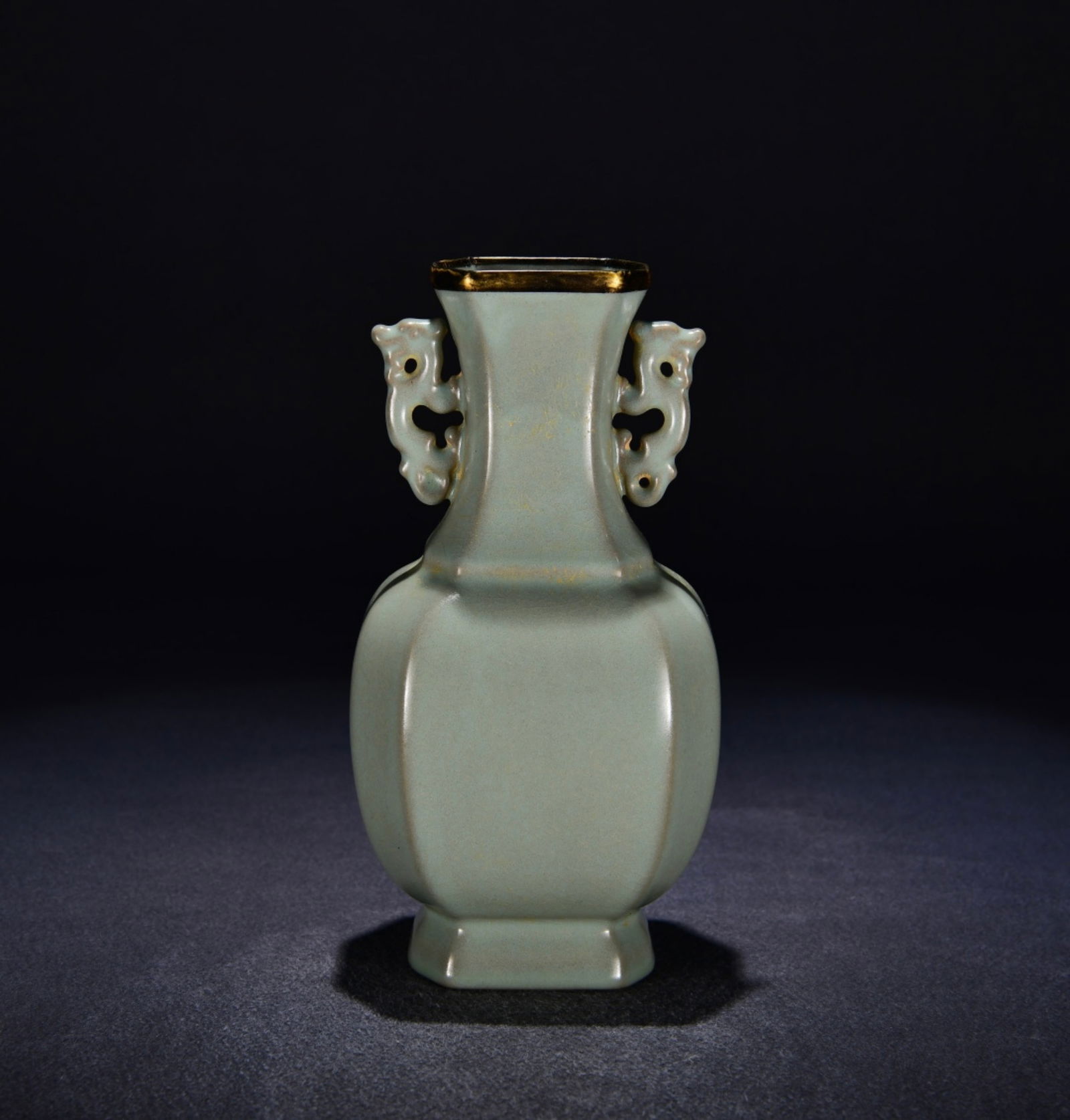 A Chinese Ru-Type Celadon Glazed Porcelain Vase: A Chinese Ru-Type Celadon Glazed Porcelain Vase. Ht. 23cm, Wd. 12cm