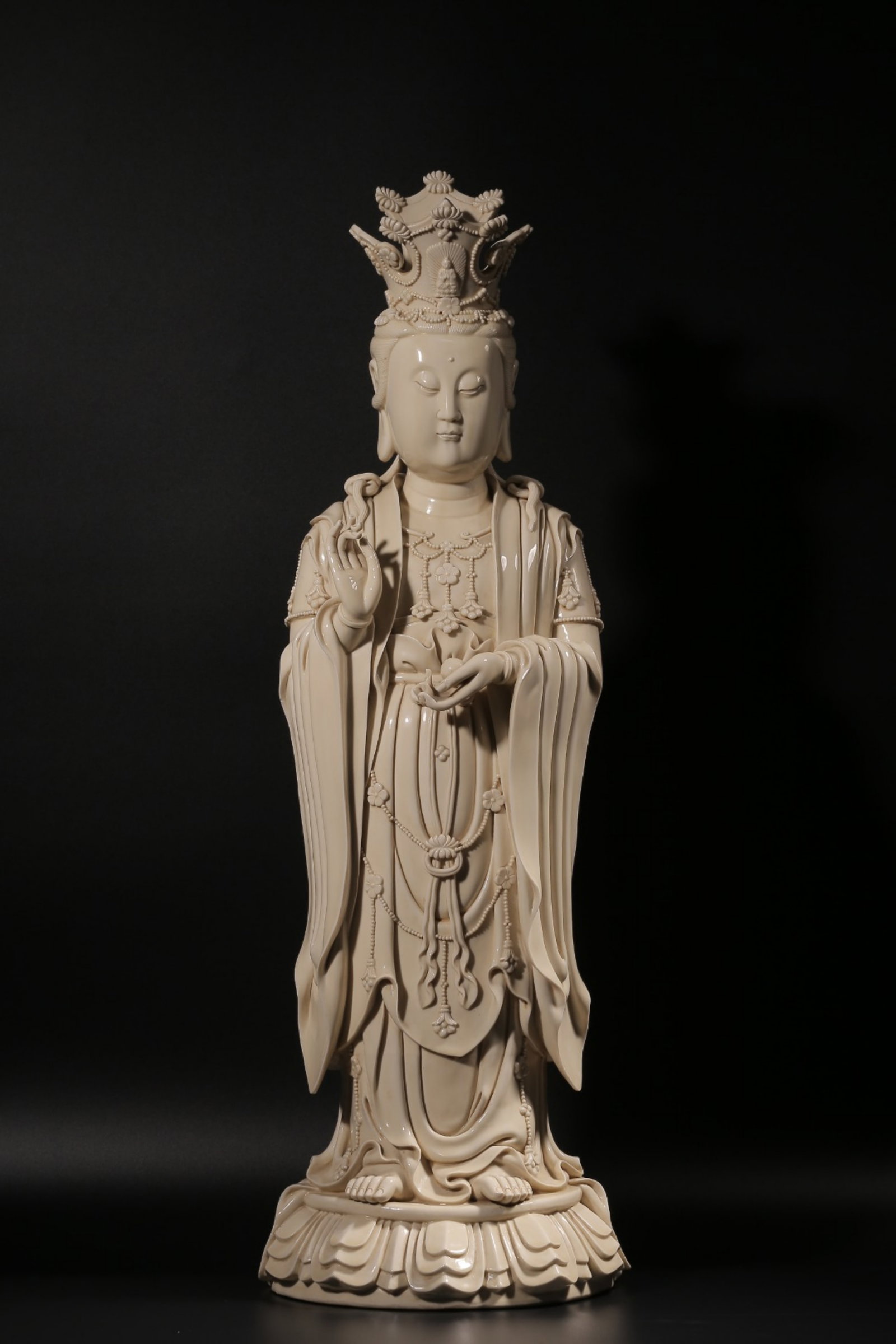 A Chinese De Blanc White Glazed Porcelain Figure of Buddha (1 of 14)