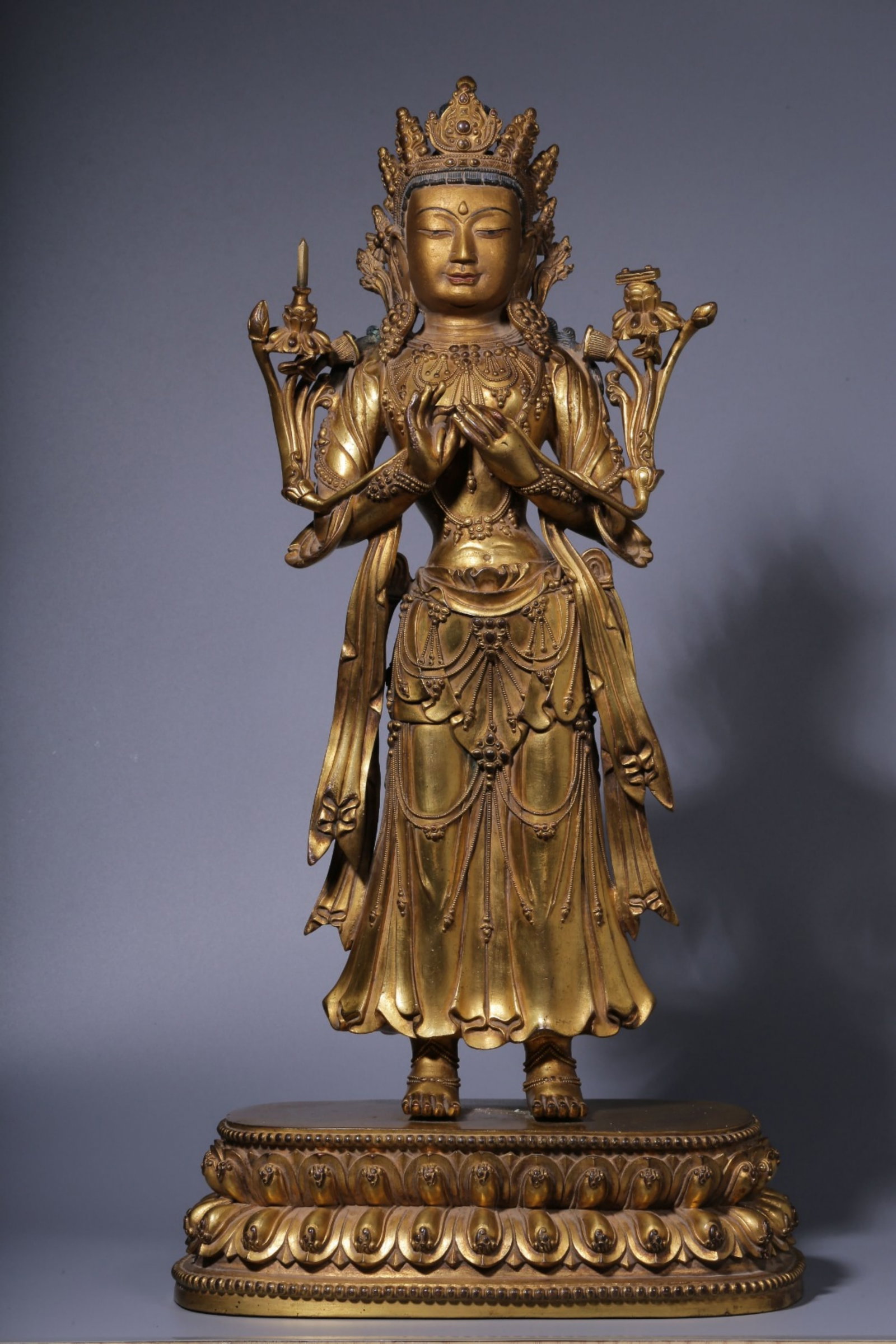 A Chinese Gilt Bronze Figure of Buddha: A Chinese Gilt Bronze Figure of Buddha. Ht. 57cm, Lg. 29cm, Wd. 17cm, Wt. 10900g