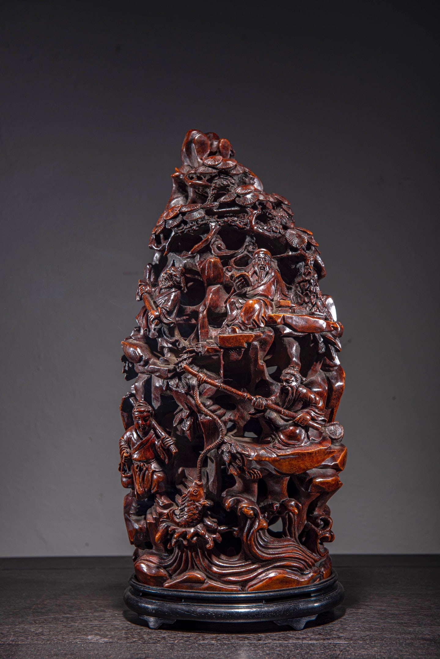 A Chinese Carved Bamboo Bolder Incense Burner: A Chinese Carved Bamboo Bolder Incense Burner. Lg. 18cm, Wd. 14cm, Ht. 38cm