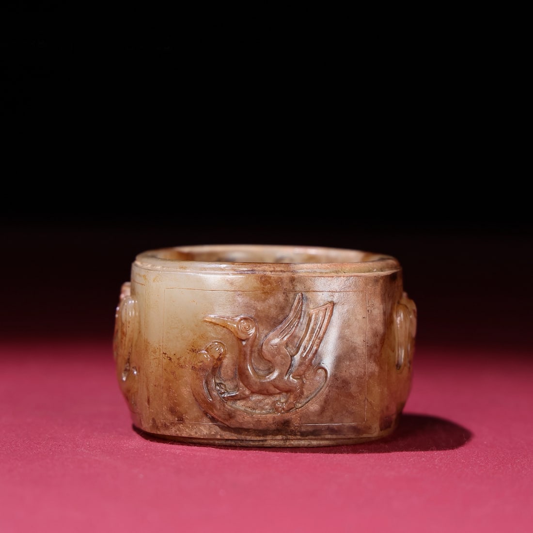 A Chinese Carved Jade Dragon and Phoenix Ring Decoration: A Chinese Carved Jade Dragon and Phoenix Ring Decoration. Ht. 5.5cm, Wd. 3.1cm, Th. 0.9cm, Wt. 91g