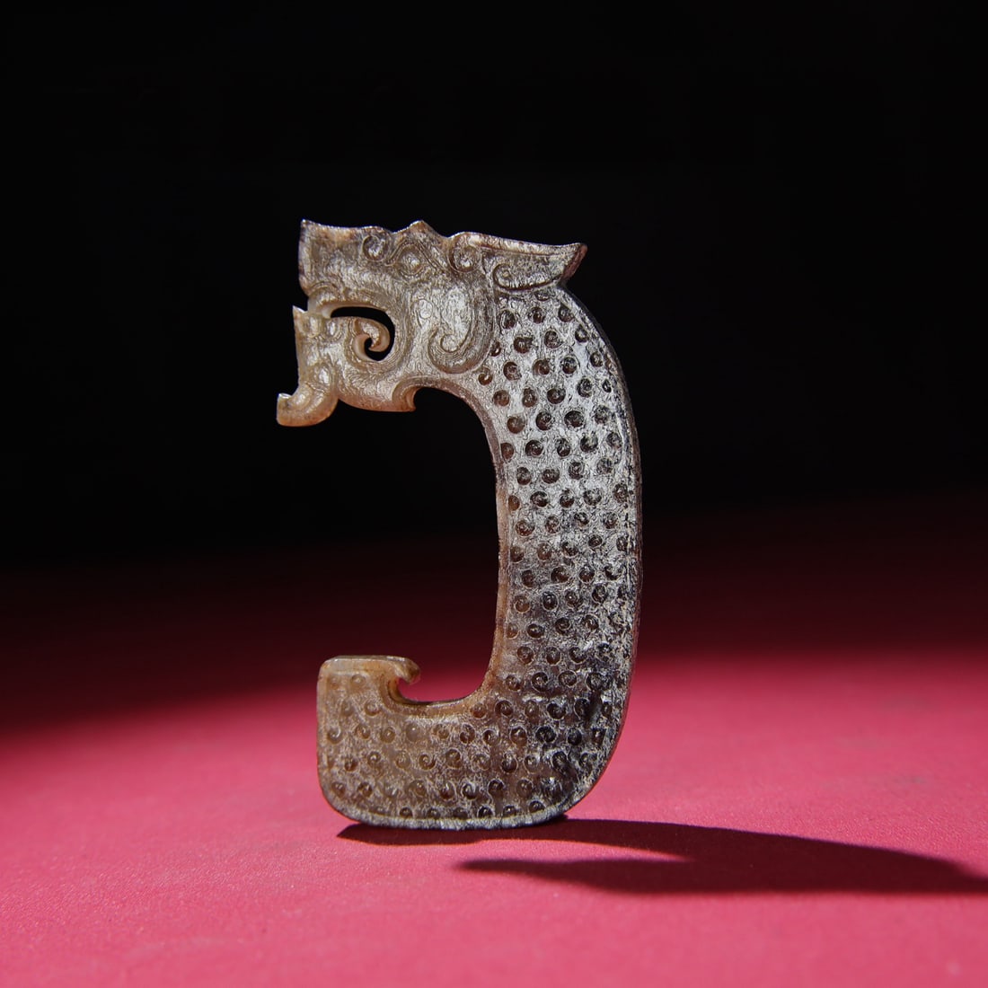 A Chinese Carved Jade Dragon Pendant: A Chinese Carved Jade Dragon Pendant. Ht. 9.6cm, Wd. 5.6cm, Th. 0.6cm, Wt. 61g