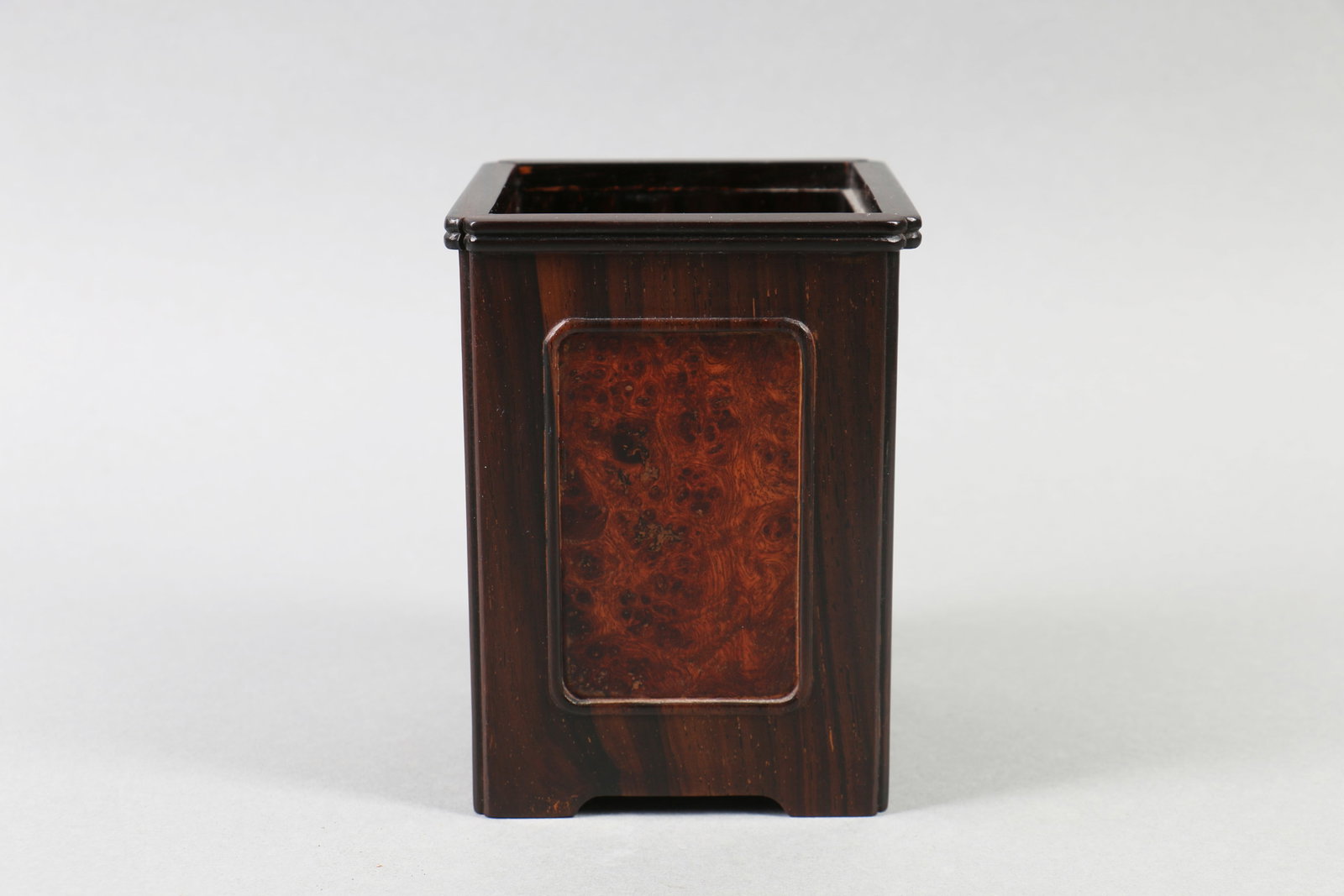 A Carved Square Wood Brush Pot (1 of 6)