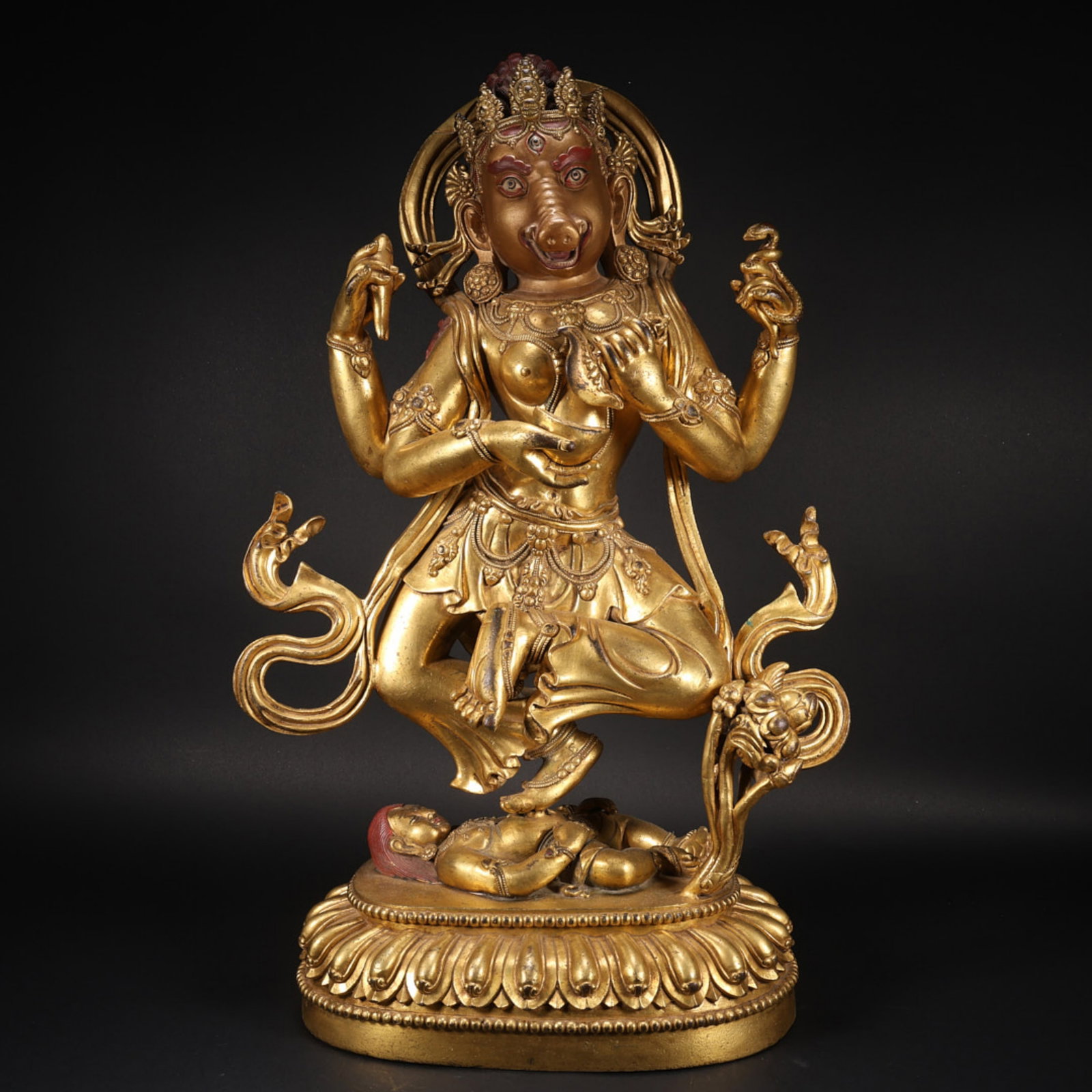 A Chinese Gilt Bronze Figure of Buddha: A Chinese Gilt Bronze Figure of Buddha. Lg. 25.5cm, Wd. 14.5cm, Ht. 41cm, Wt. 7765g