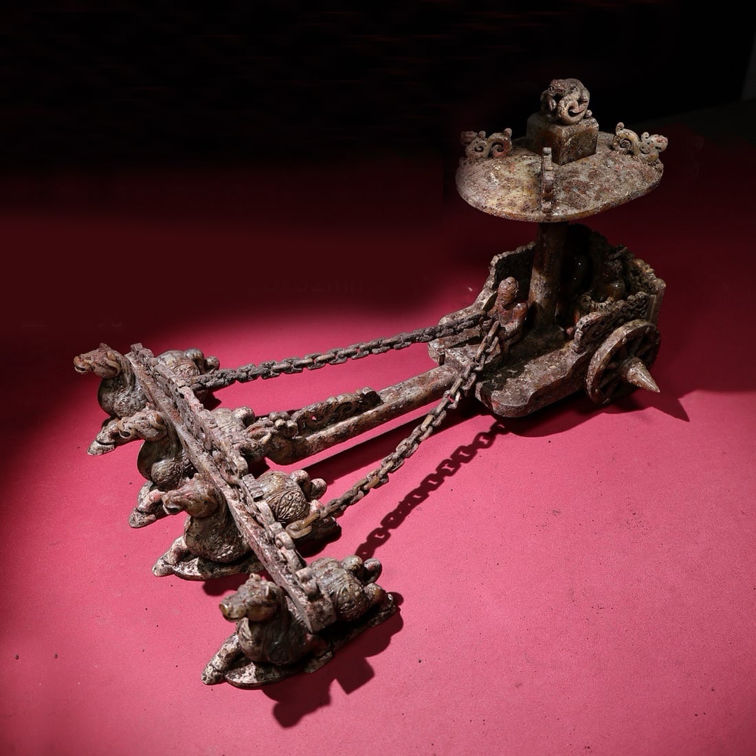 A Set of Chinese Carved Jade Carriage Statuette (1 of 9)