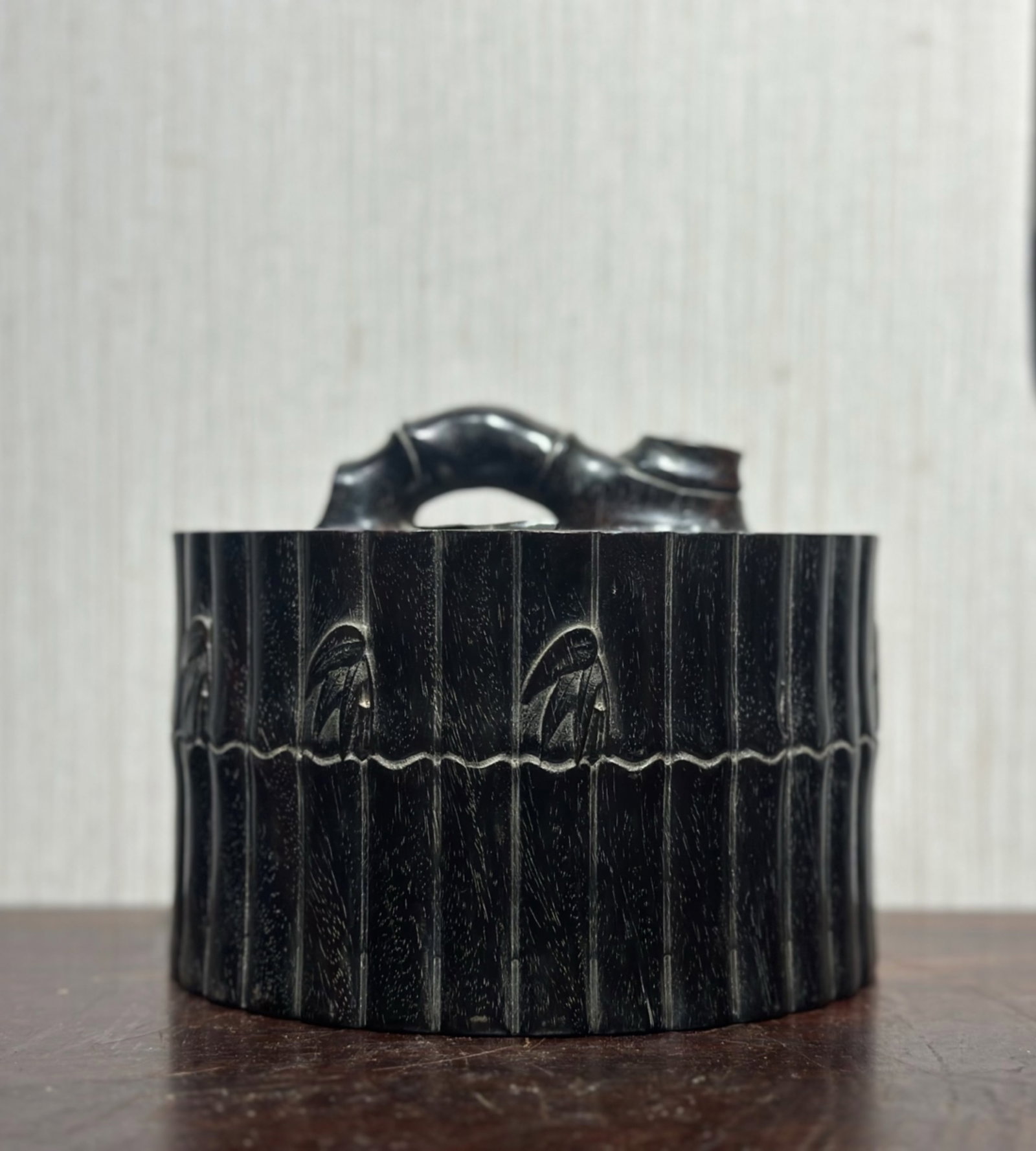 A Chinese Carved Hardwood Scholar Box with Lid and Handle (1 of 9)