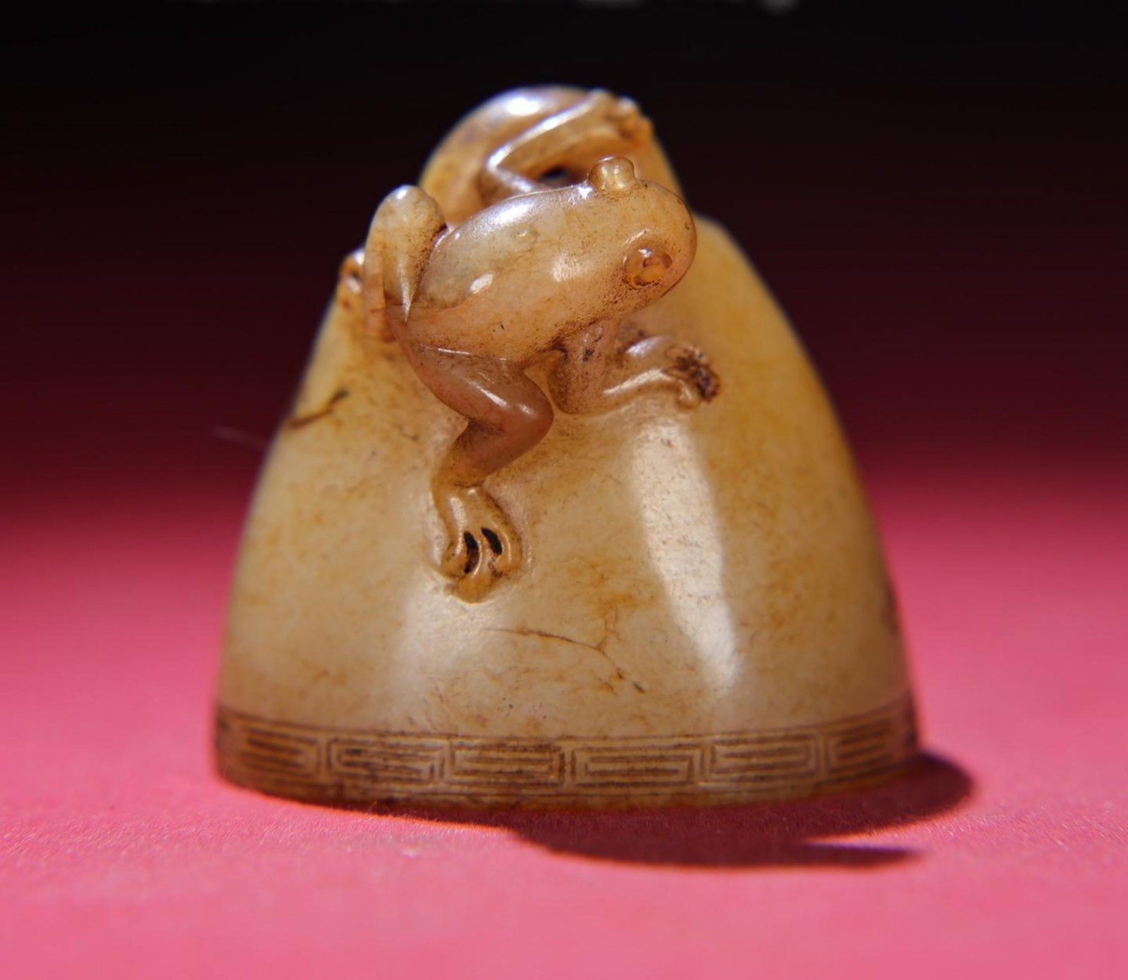 A Chinese Carved Jade Seal with Frog Handle (1 of 9)