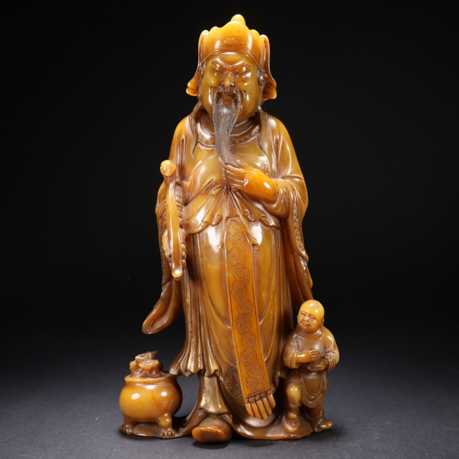 A Chinese Carved Jade Figures of Buddha and Boy (1 of 9)