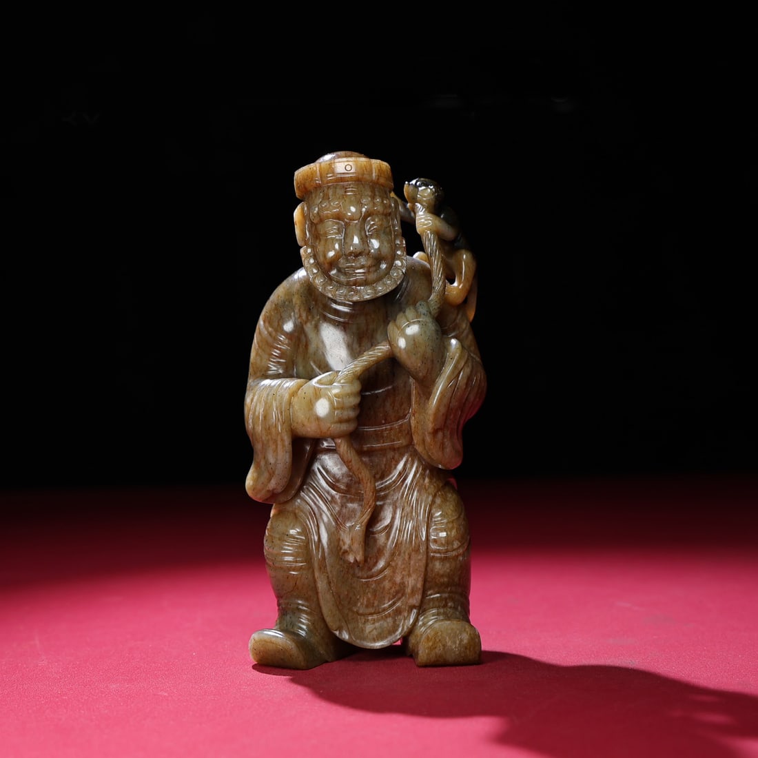 A Chinese Carved Jade Figure of Foreigner with Monkey (1 of 9)