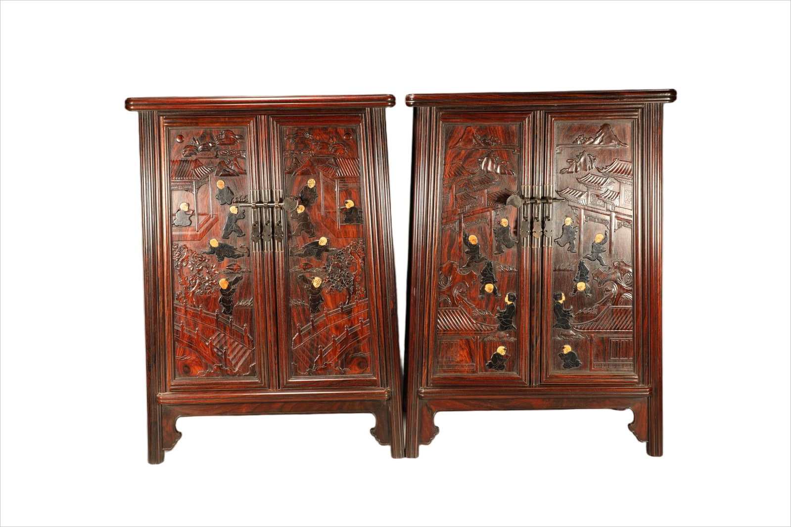 A Pair of Chinese Carved Hardwood Cabinets (1 of 7)