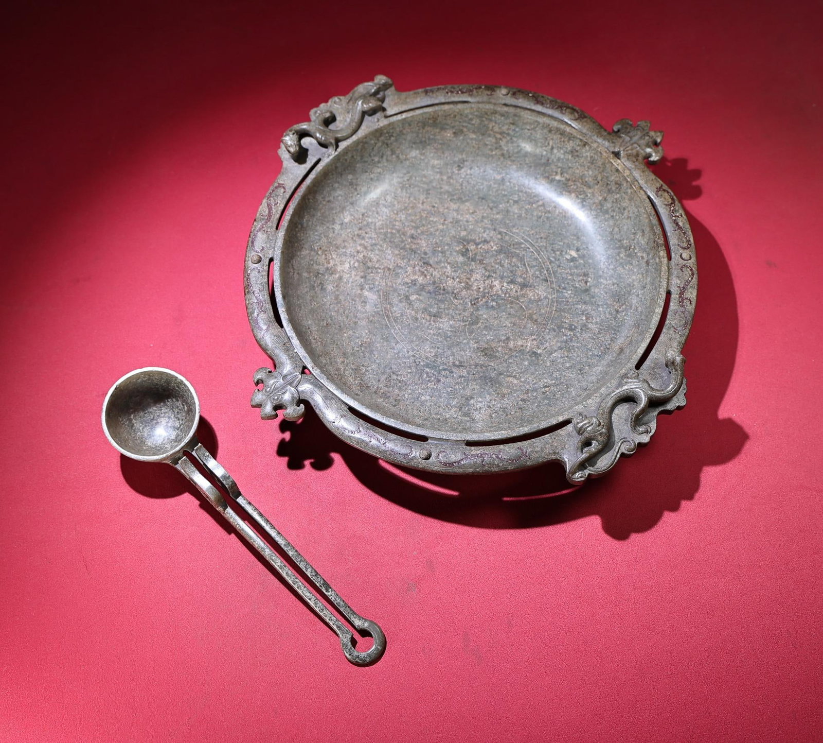 A Chinese Carved Jade Plate with Spoon (1 of 9)