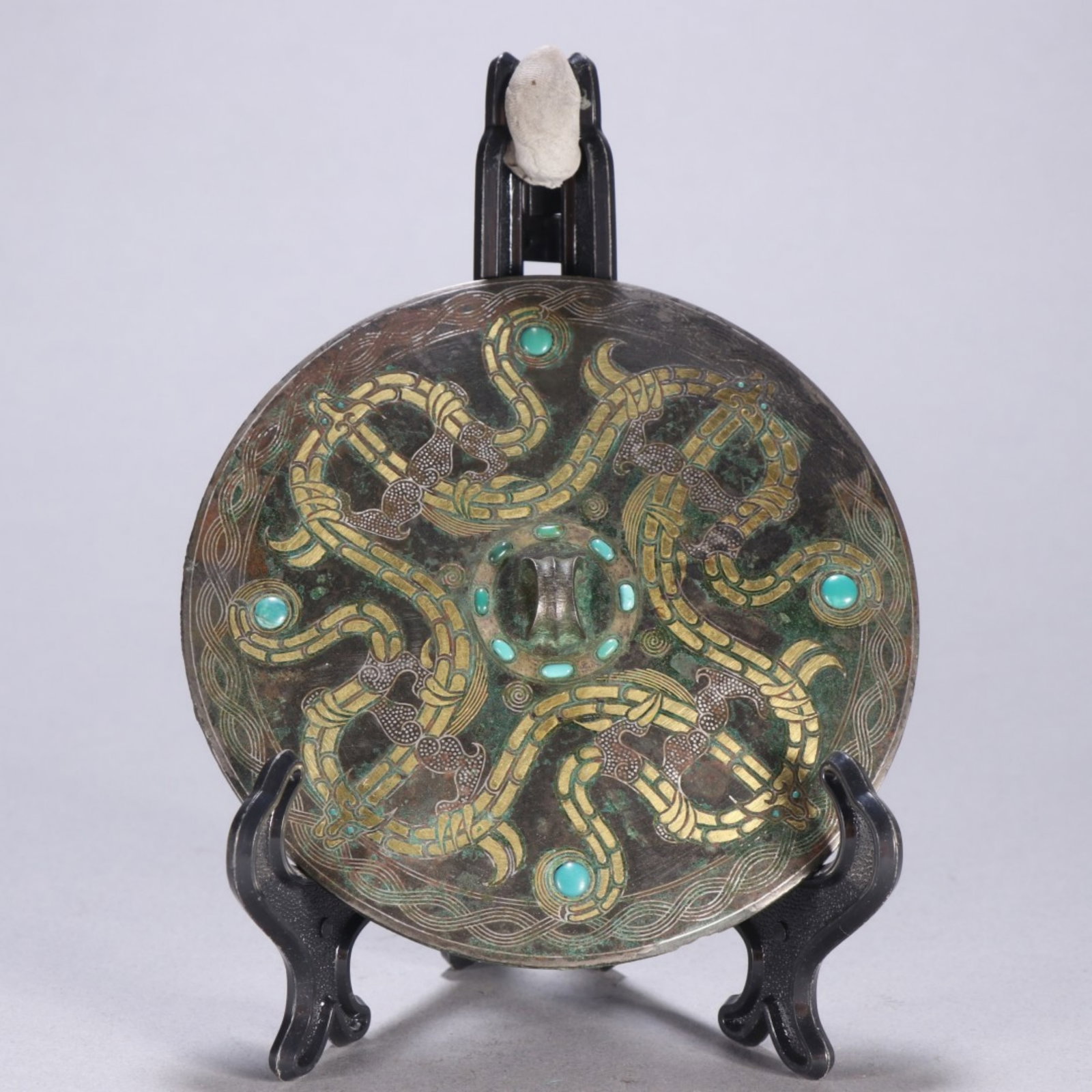 A Chinese Bronze Mirror with Gold and Silver Inlaid (1 of 9)