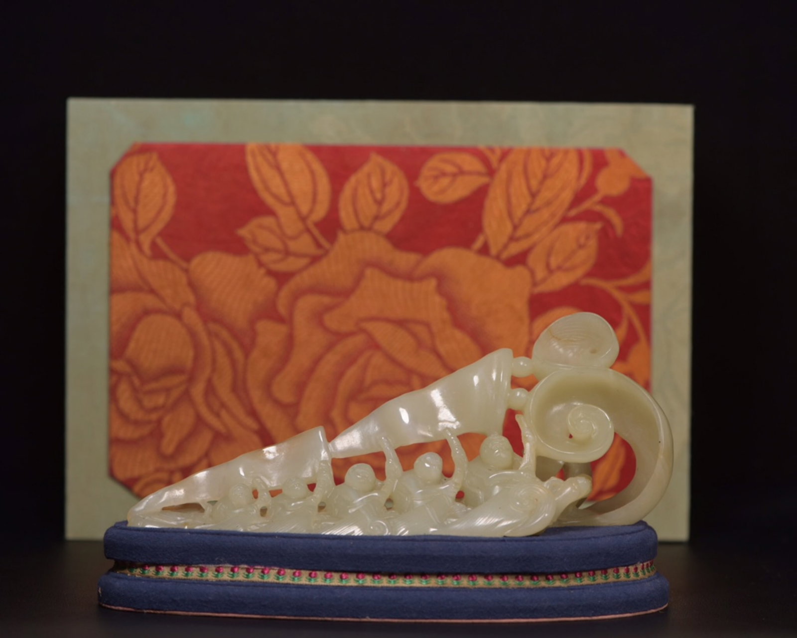 A Chinese Carved Jade Boys Decoration: A Chinese Carved Jade Boys Decoration. Lg. 22.5cm, Wd. 9.6cm, Ht. 8.8cm, Wt. 476g
