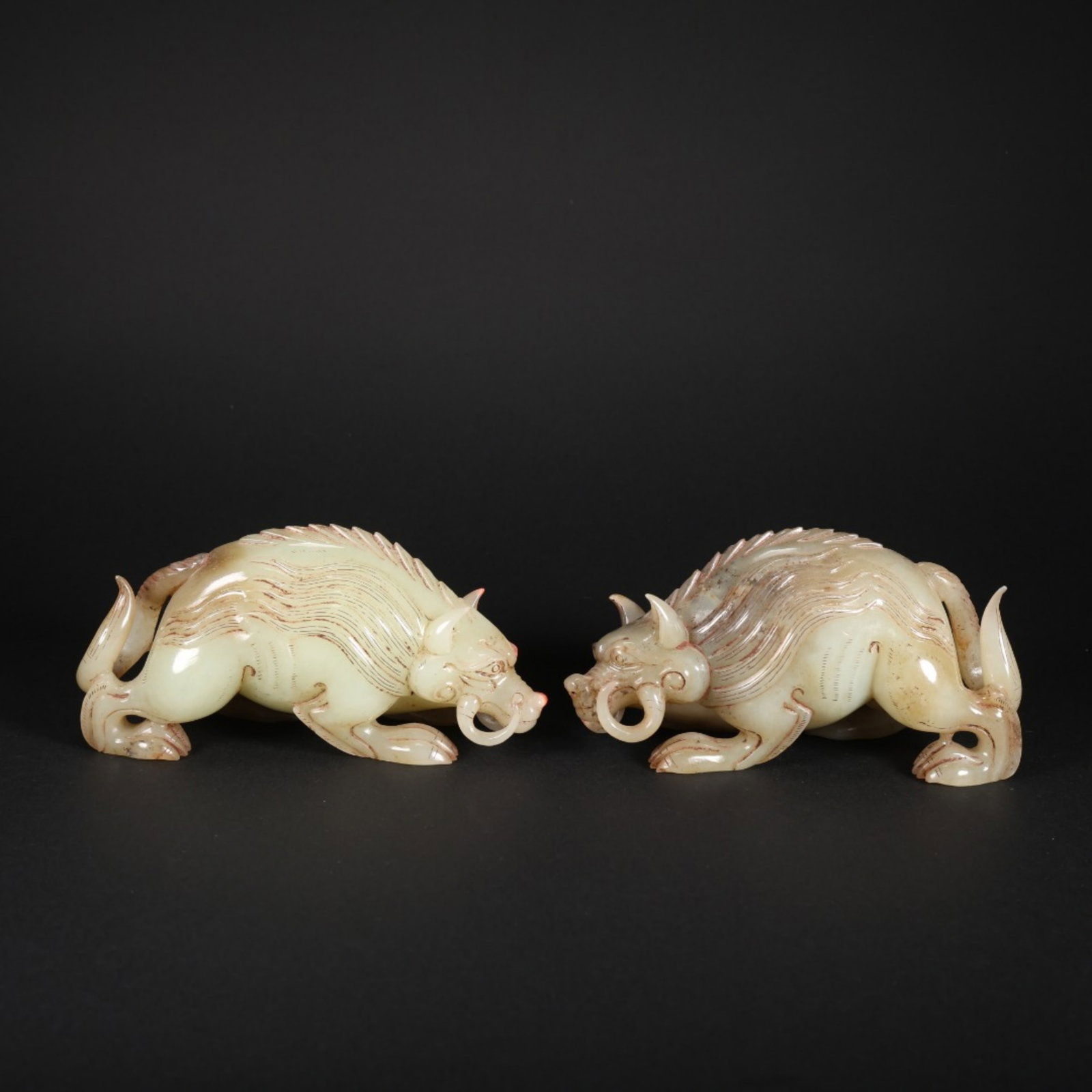 A Pair of Chinese Carved Jade Pig Statuettes (1 of 9)