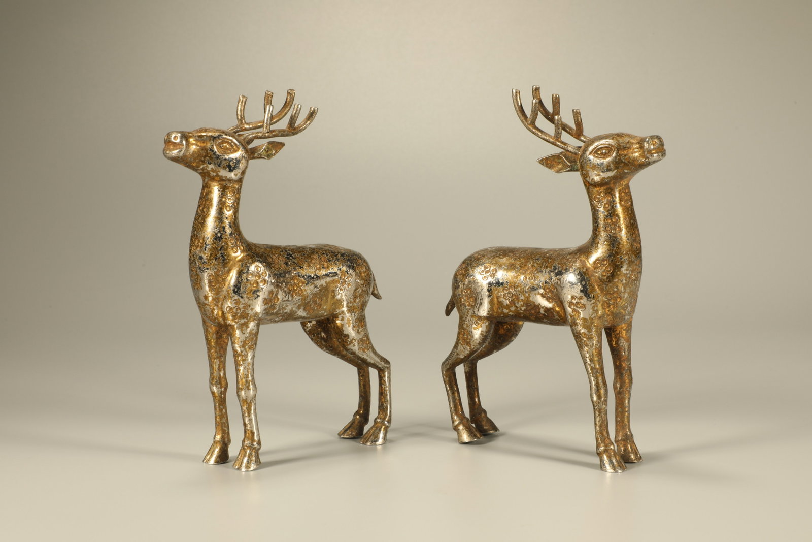 A Pair of Chinese Gilt Bronze Deer Statuettes (1 of 7)