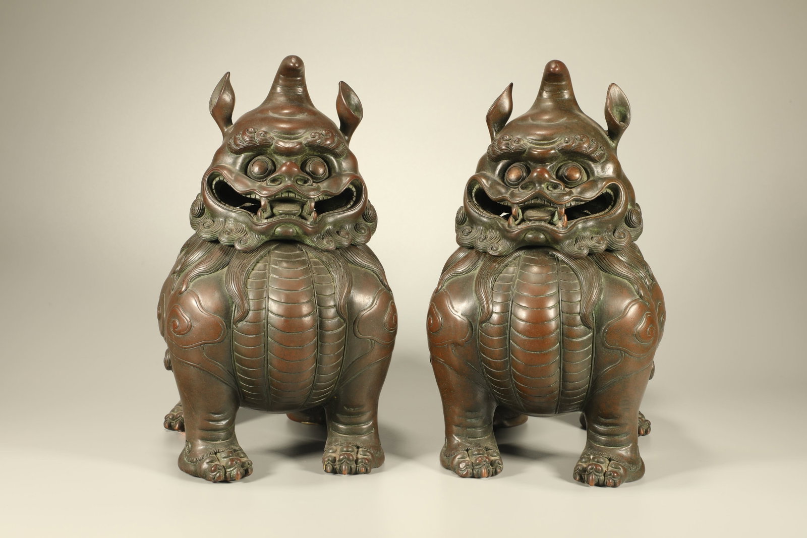 A Pair of Chinese Bronze Foo-Dog Incense Burners (1 of 6)