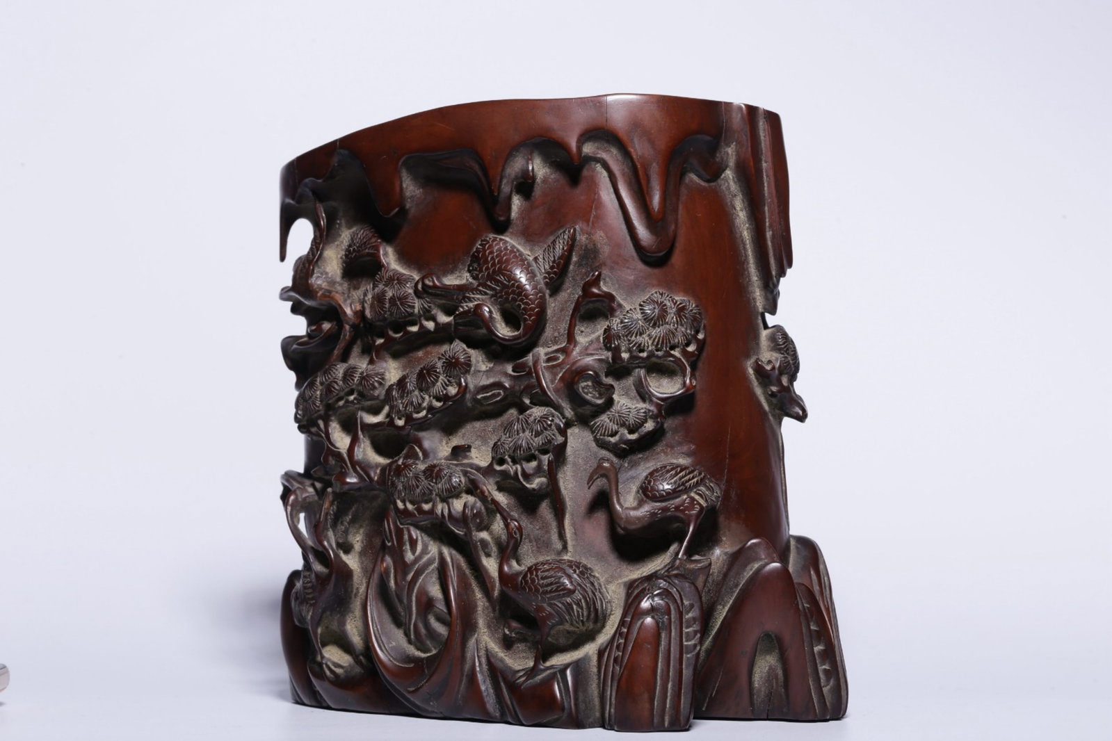 A Chinese Carved Hardwood Brush Pot (1 of 10)