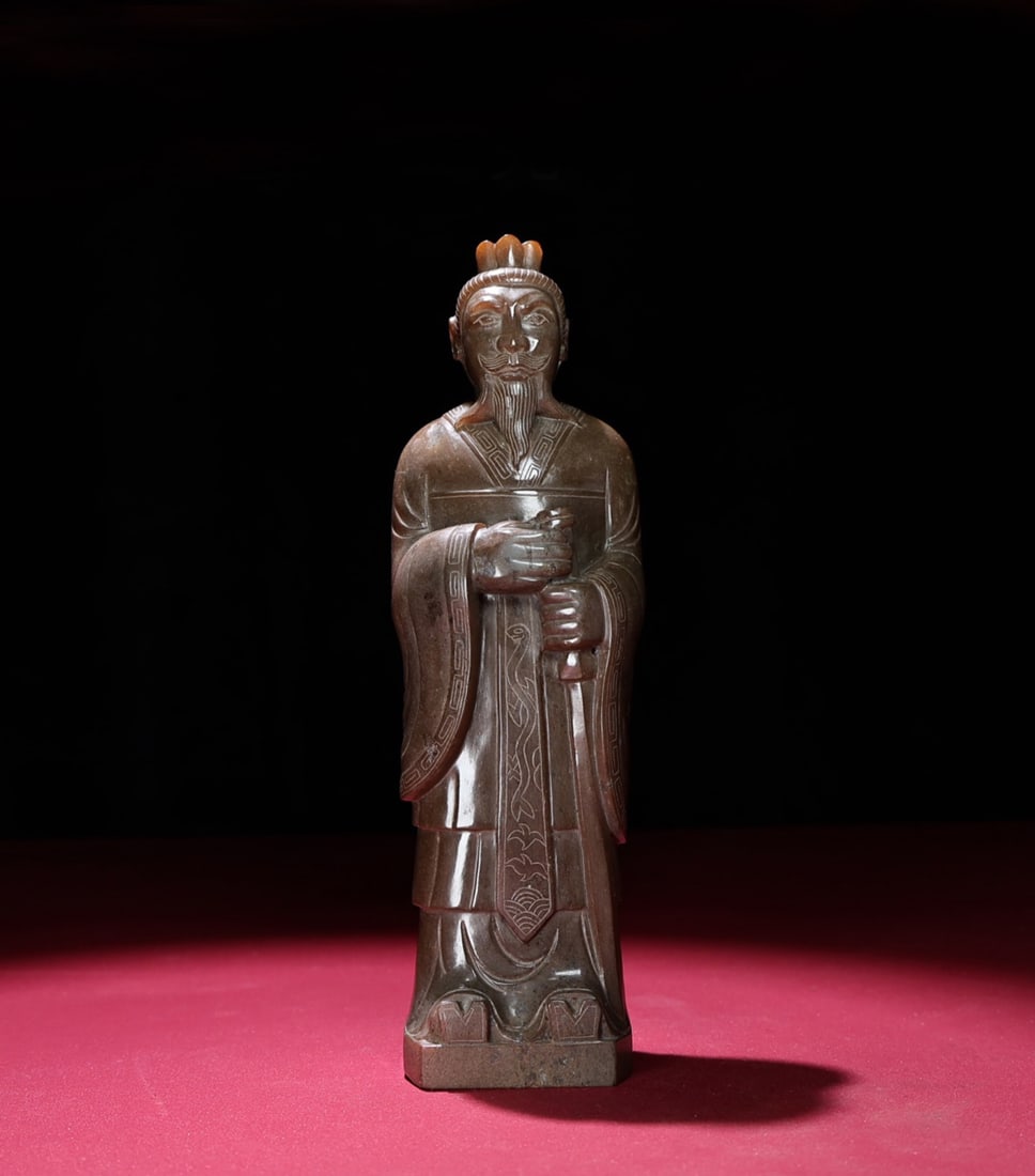 A Chinese Carved Jade Figure of Officer (1 of 9)